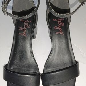 Jellypop Black Ankle-Strap Block Heels